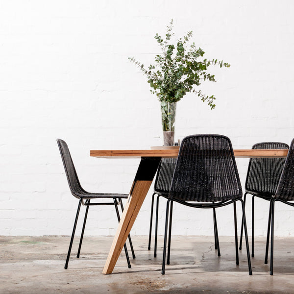 Torquay dining table with angled timber legs