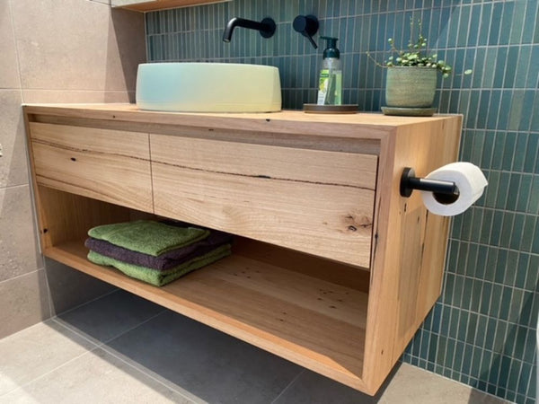 low feature messmate timber vanity example