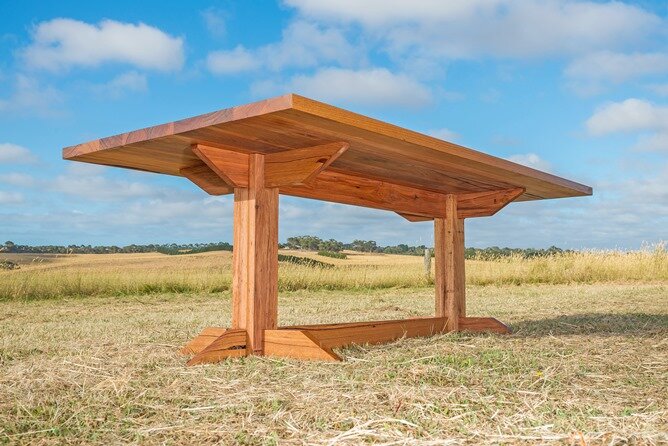 Messmate dining table inspired by Japanese architecture