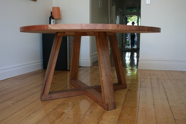 Recycled timber round dining table
