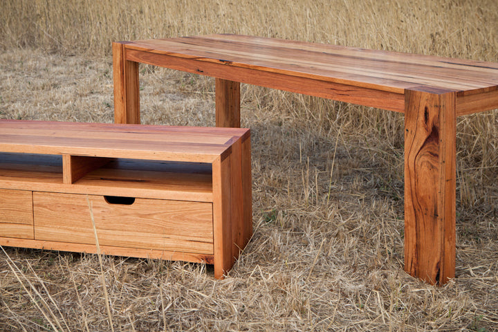 Solid timber dining table and TV stand set