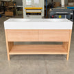 Omvivo neo 1400 bench top with timber vanity freestanding