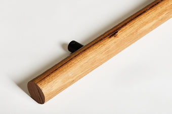 Large timber front door handle with black fixing