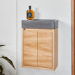 All in one timber powder room vanity and concrete basin