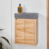 All in one timber powder room vanity and concrete basin