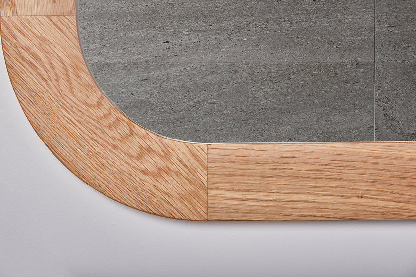 Curved rectangle mirror wood