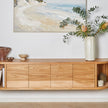 made to order timber TV cabinet with curves