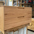 custom sized wooden vanity with drawers