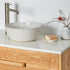 American Oak timber vanity with white stone top 