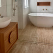custom Australian timber vanity with round handle