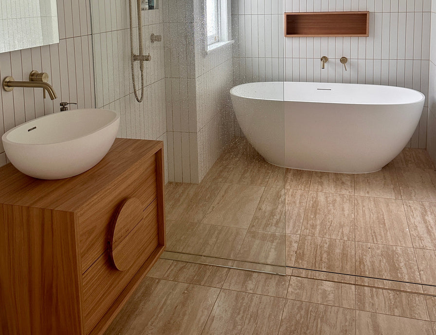custom Australian timber vanity with round handle