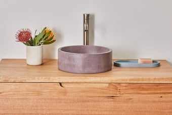 Handmade Mauve round concrete basin