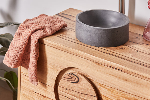 dark gray round concrete basin 310mm diameter