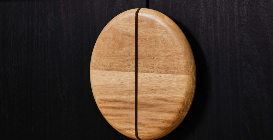 blonde timber half circle door handles 