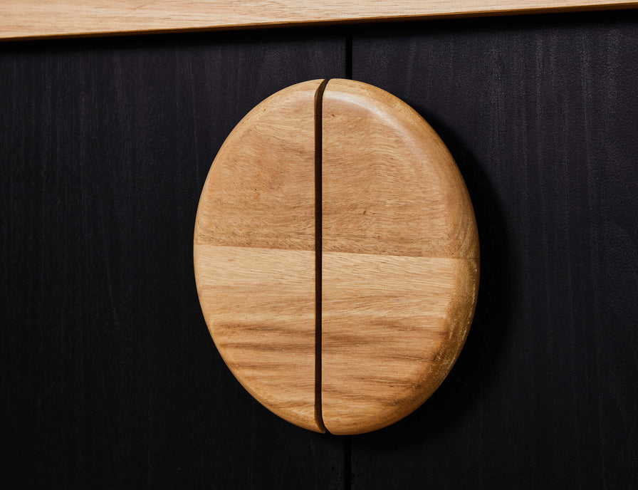 blonde timber half circle door handles 