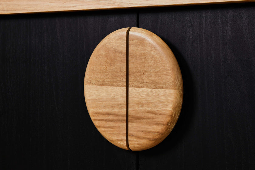 blonde timber half circle door handles 