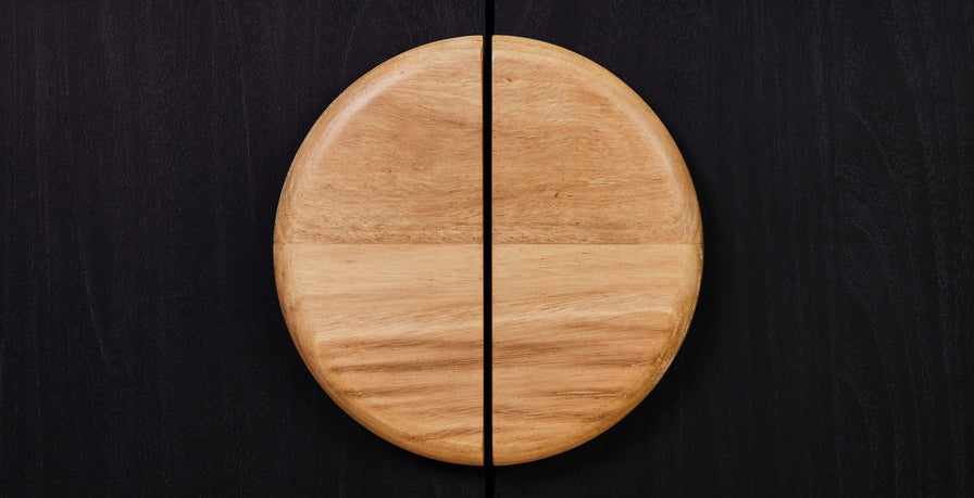 Half circle timber handle pair for cabinetry 