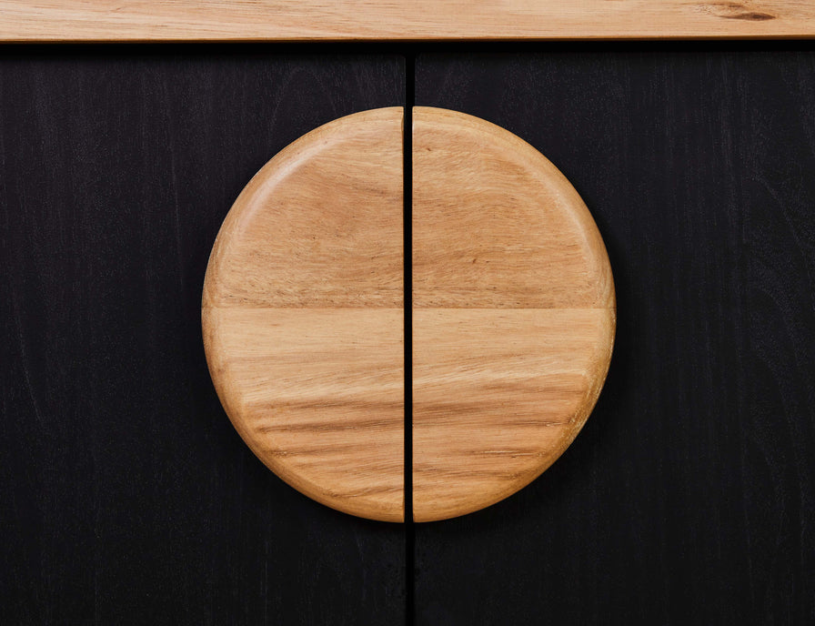 Half circle timber handle pair for cabinetry 