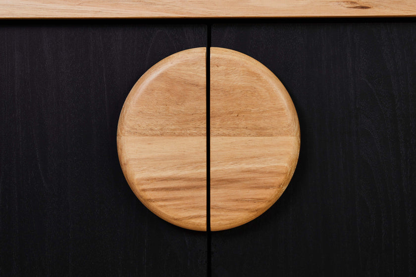 Half circle timber handle pair for cabinetry 