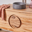 integrated round handle on timber vanity