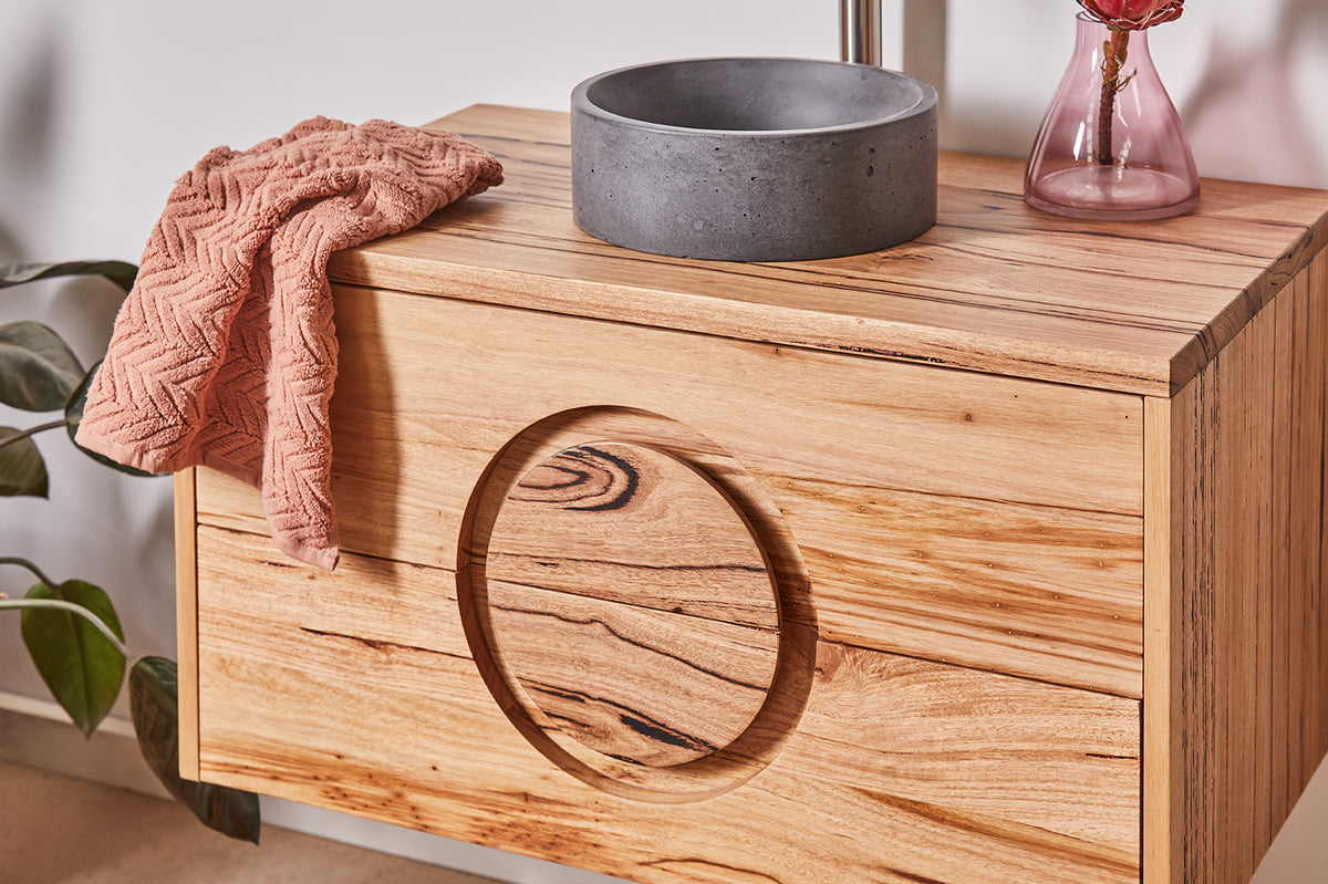 Timber Vanity Rounded Moonah Solid Timber Vanity | Bombora Custom Furniture