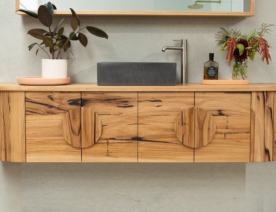 Recycled Timber vanity with curves