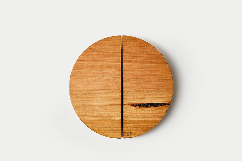 handmade recycled timber half moon handle pair