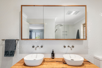 Made to order timber bathroom mirror cabinet 