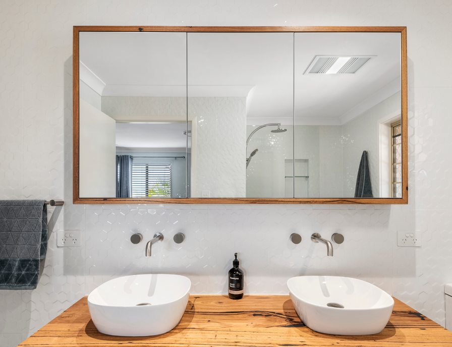 Made to order timber bathroom mirror cabinet 