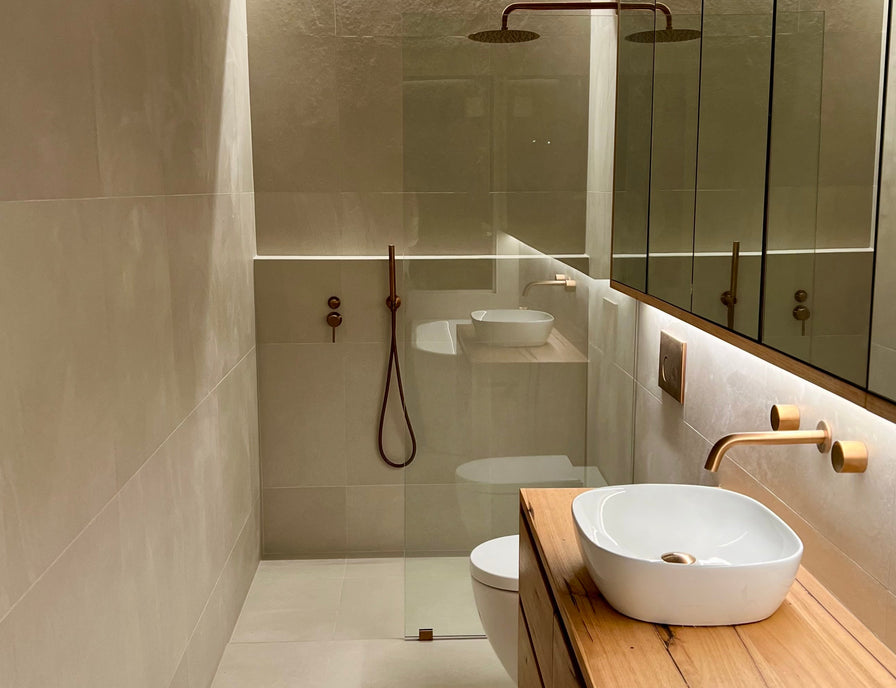 Made to order timber mirror cabinet with LED lights