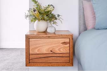 Floating bedroom sidetables in Messmate timber