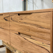 Close up of inverloch timber vanity with integrated handles