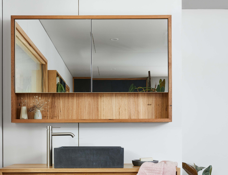 Custom made timber mirror cabinet in Messmate
