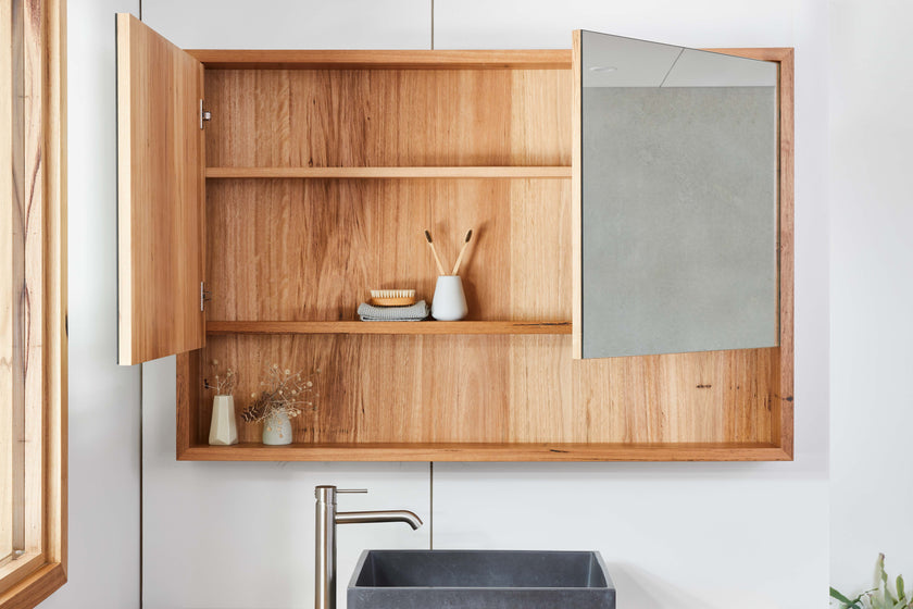 Made to order timber bathroom mirror cabinet