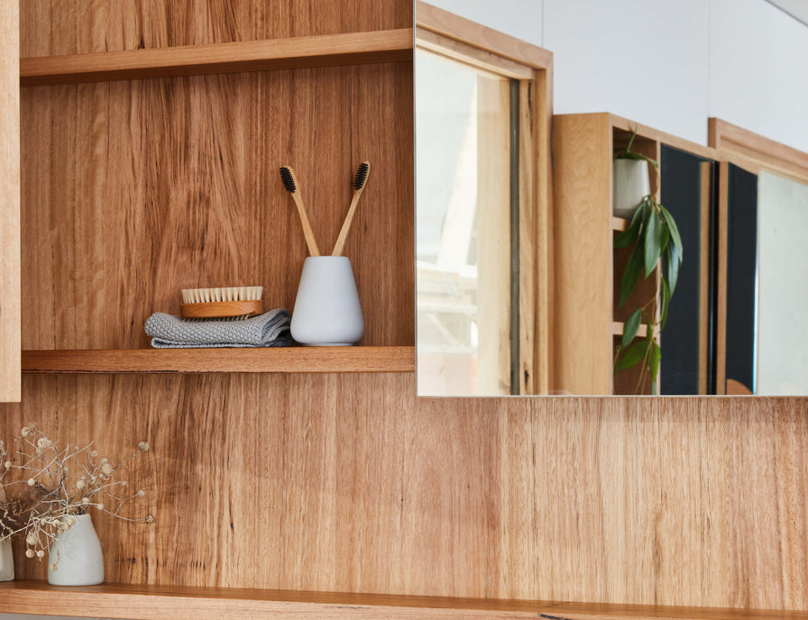 real timber bathroom mirror cabinet 