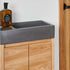 timber small vanity with concrete basin