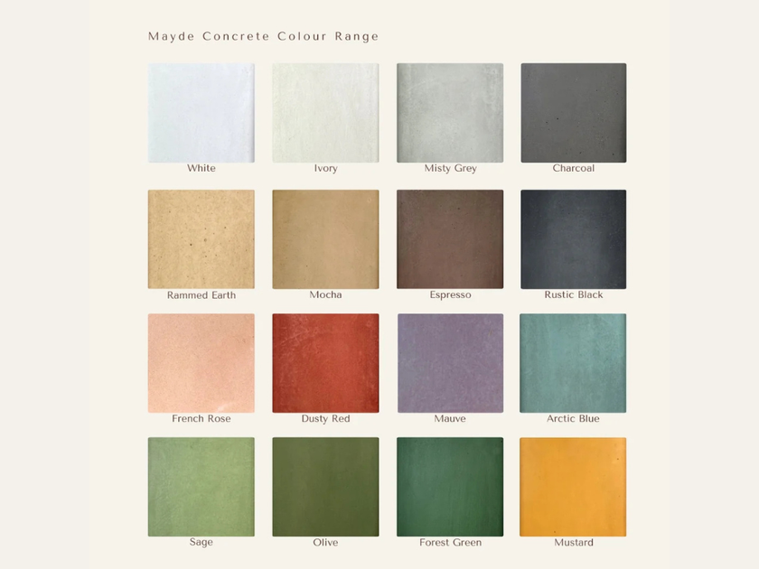 Colour options for Mayde Concrete Basins
