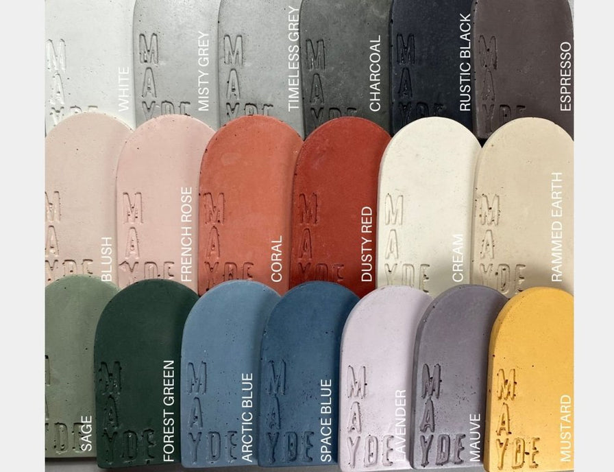 Mayde concrete basins colour samples