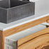Messmate timber vanity with open shelf and stone top