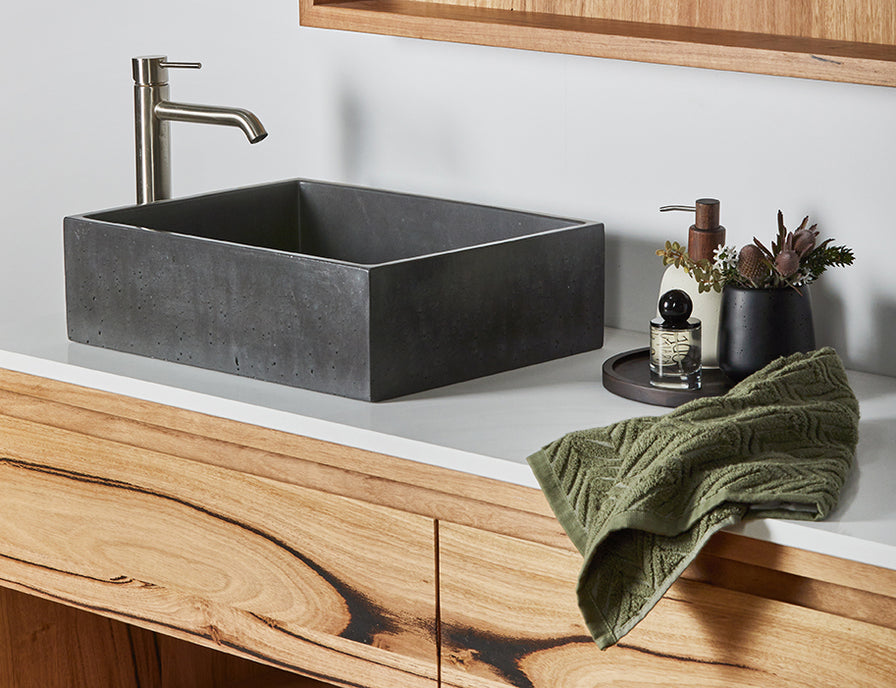 Made to order wooden vanity with stone top 