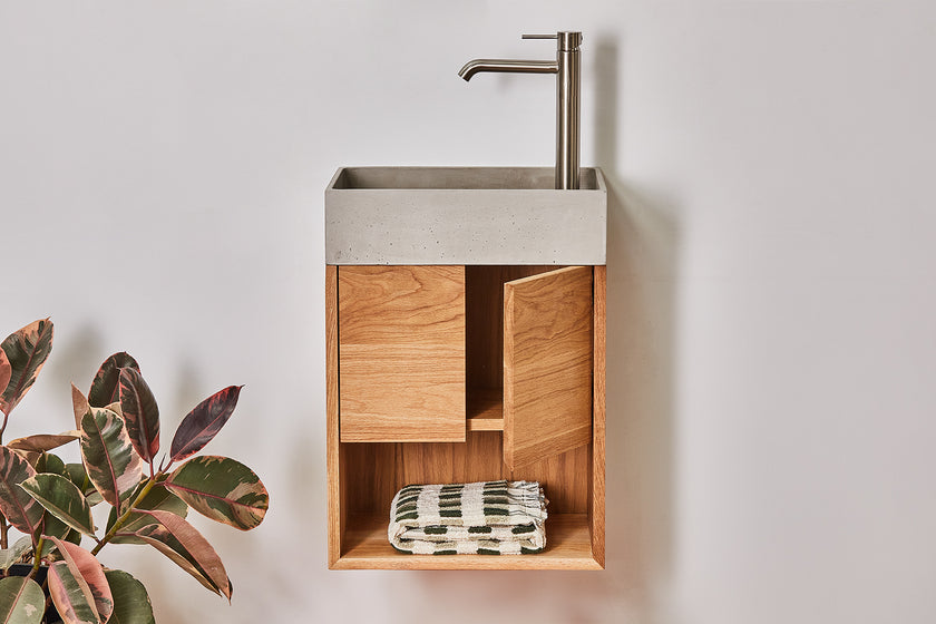 customisable timber powder room vanity