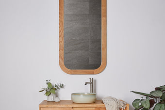 rectangular timber framed mirror american oak