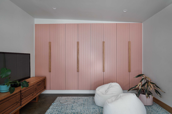 Artisan made linear timber door handle