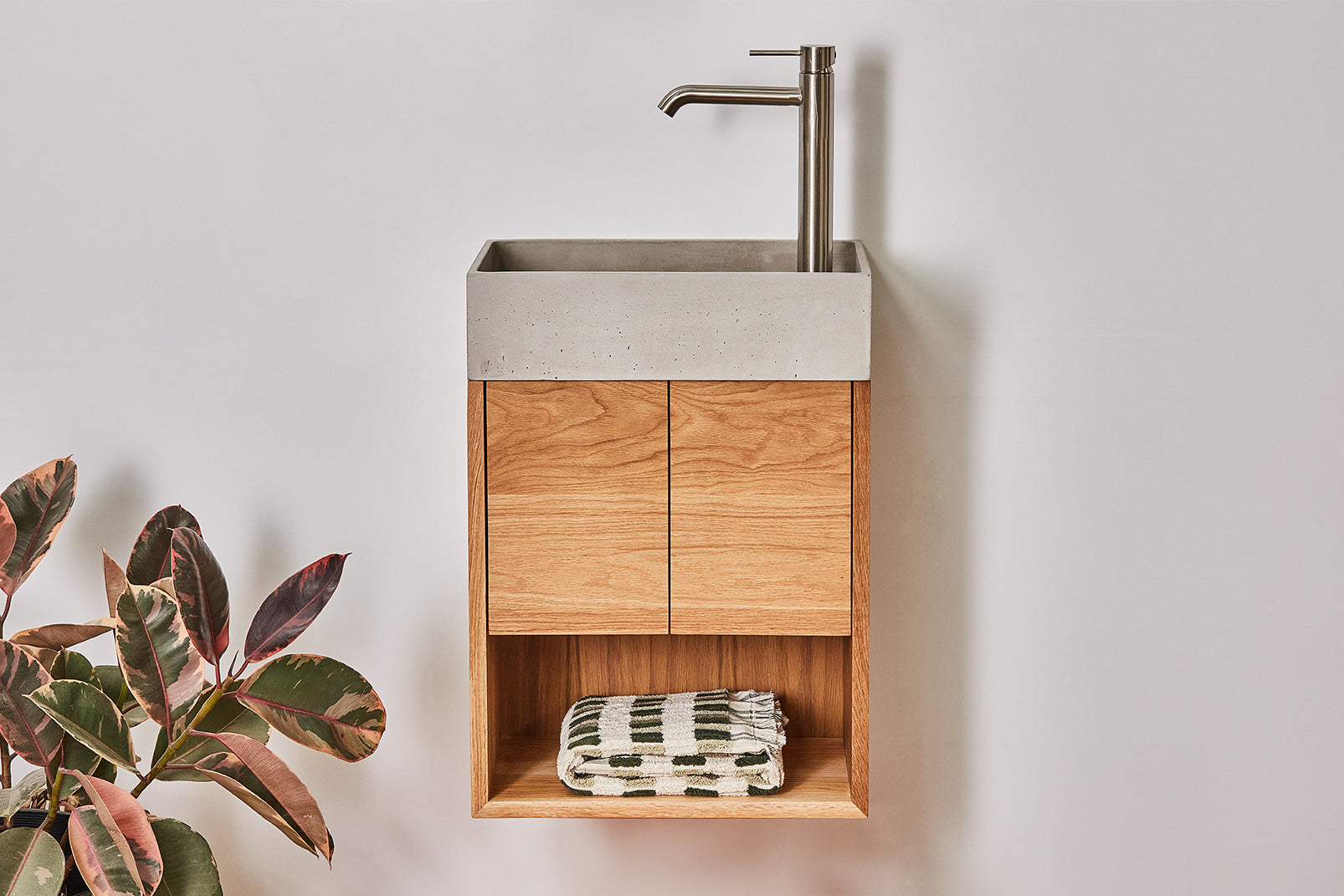 Made to order timber and concrete vanity