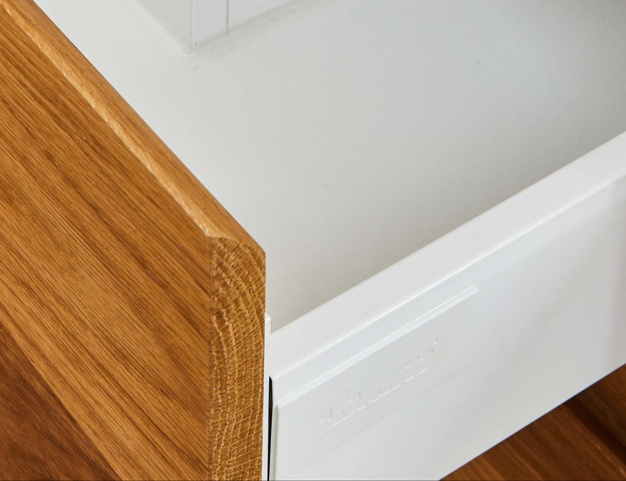 Oak timber TV cabinet with drawers