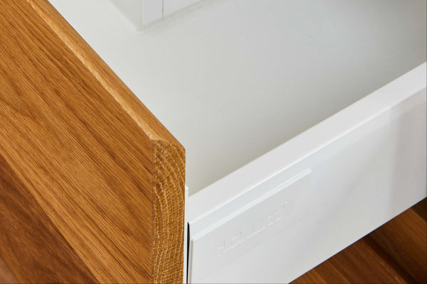 Oak timber TV cabinet with drawers