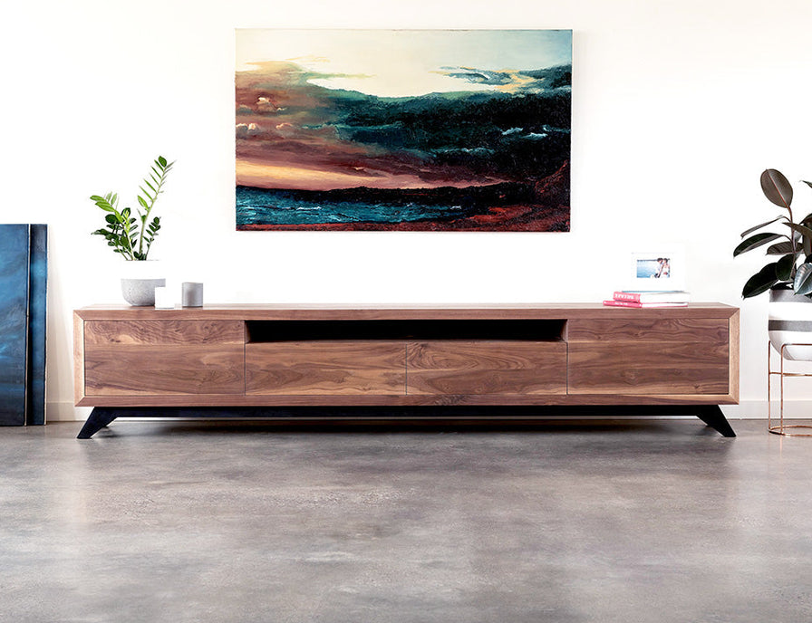 Made to order timber TV cabinet in Walnut timber