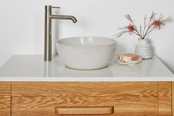 modern shaker style timber bathroom vanity