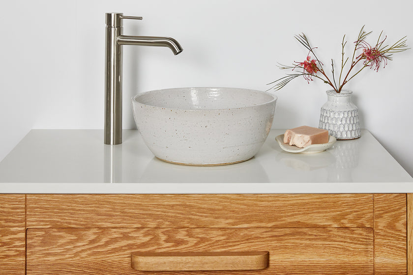 modern shaker style timber bathroom vanity