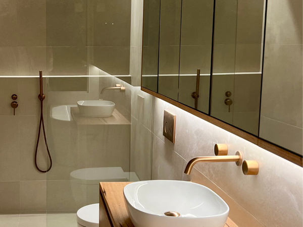 made to order wood bedside tables with LED light under